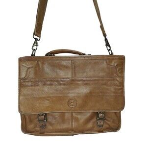 Dilana Leather Bag Briefcase Laptop Shoulder Messenger Brown Tan Vintage EUC